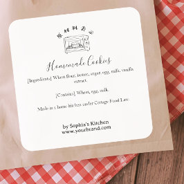 Baking Oven Minimalist Bakery Ingredient Product Vierkante Sticker