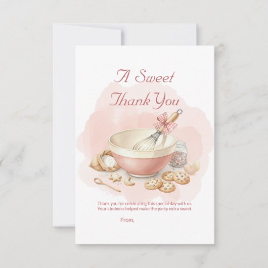 Baking Party Birthday Girls | Elegant Soft Pastel Bedankkaart (Voorkant)