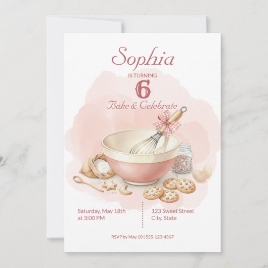 Baking Party Birthday Girls | Elegant Soft Pastel Kaart (Voorkant)