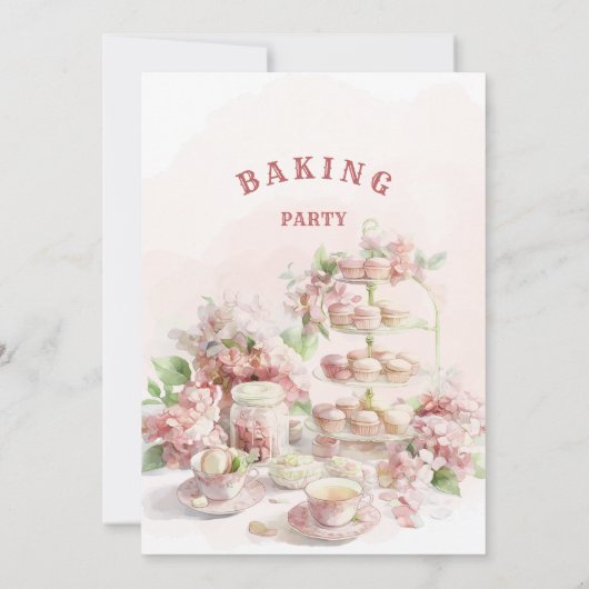 Baking Party Birthday Girls | Elegant Soft Pastel Kaart (Achterkant)