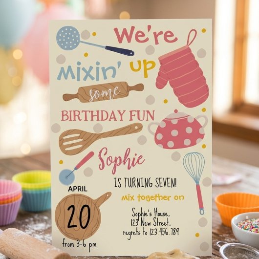 Baking party Birthday Invitation Kaart