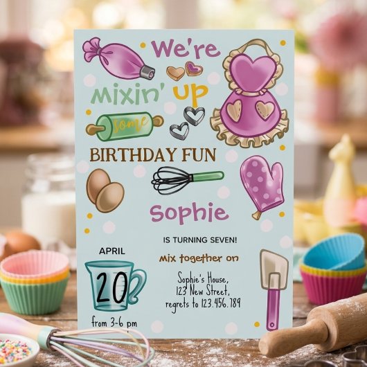 Baking party birthday Invitation Kaart