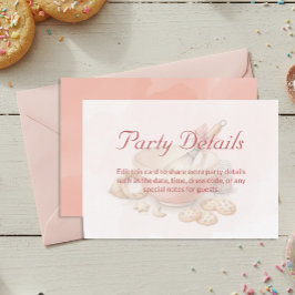 Baking Party Birthday Party Details Pink  Informatiekaartje