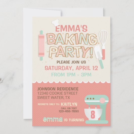 Baking Party Cookie Letters Birthday Kaart (Voorkant)