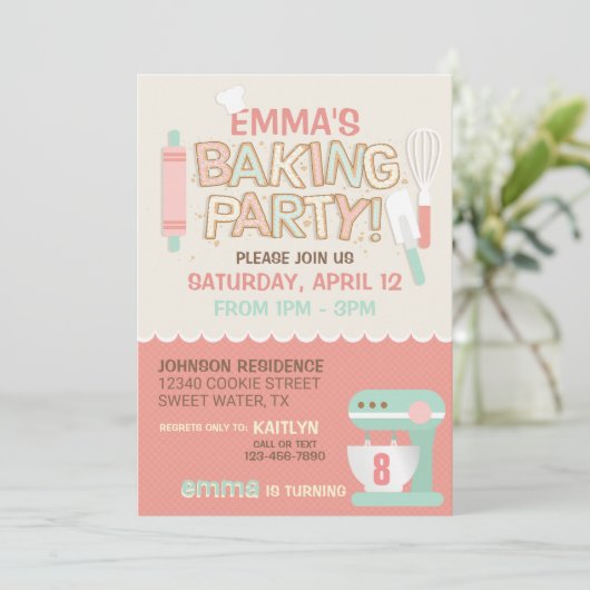 Baking Party Cookie Letters Birthday Kaart (Staand voorkant)