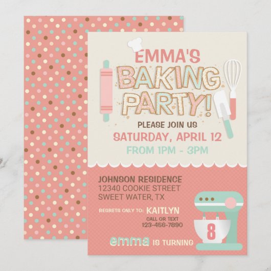 Baking Party Cookie Letters Birthday Kaart (Voorkant / Achterkant)