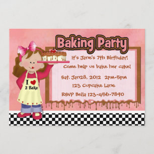 Baking Party for Girls Invitation Kaart