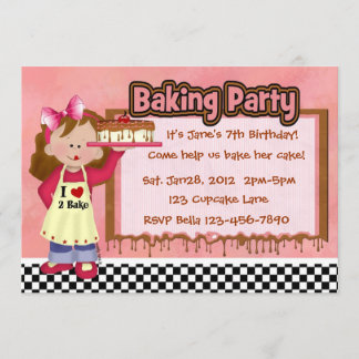 Baking Party for Girls Invitation Kaart