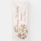 Baking Party For Girls Soft Pastel Happy Birthday Spandoek (Verticaal)