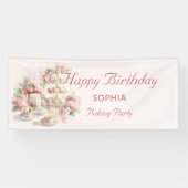 Baking Party For Girls Soft Pastel Happy Birthday Spandoek (Horizontaal)