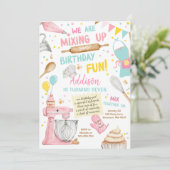 Baking Party Girl Kinder Cooking Birthday Invitati Kaart (Staand voorkant)