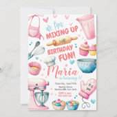 Baking Party Girl Kinder Cooking Birthday Invitati Kaart (Voorkant)