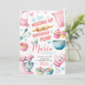 Baking Party Girl Kinder Cooking Birthday Invitati Kaart (Staand voorkant)