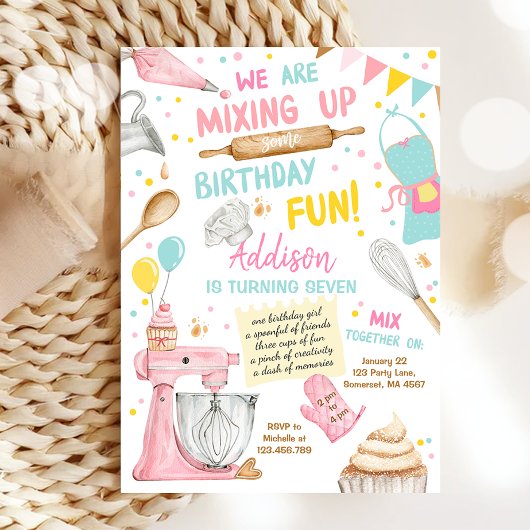 Baking Party Girl Kinder Cooking Birthday Invitati Kaart