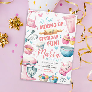Baking Party Girl Kinder Cooking Birthday Invitati Kaart