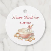 Baking Party Girls Birthday Elegant Bawl & Whisk Bedankjes Labels (Voorkant)