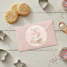 Baking Party Girls Birthday Elegant Bowl & Whisk  Ronde Sticker