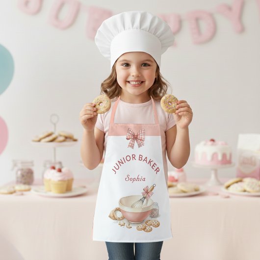 Baking Party Girls Birthday Elegant Bowl & Whisk Schort