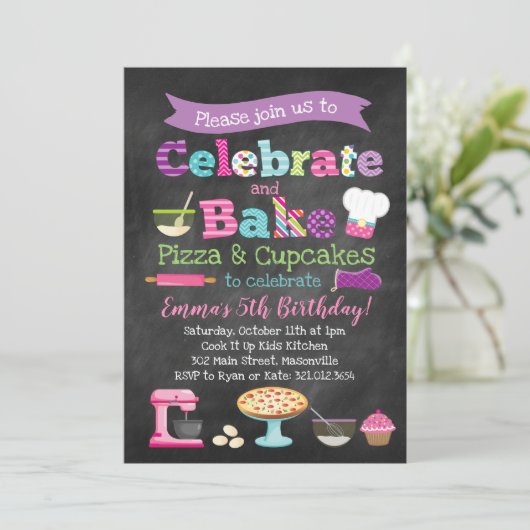 Baking Party voor Pizza en Cupcakes Kaart (Staand voorkant)