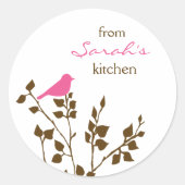 Baking Pink en Brown Bird Kitchen Stickers (Voorkant)
