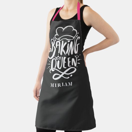 Baking Queen Aangepaste Naam Typografie Bakker Cad Schort (Insitu)