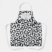 Baking Queen Black White Leopard Cheetah Naam Schort (Voorkant)
