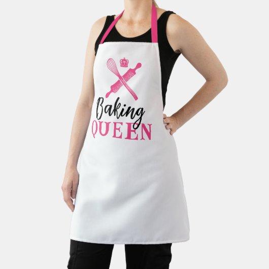 Baking Queen Cute Pink Whisk & Rolling Pin Schort (Insitu)