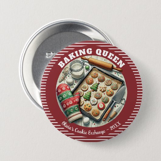 Baking Queen Holiday Cookie Prize Award Button (Voorkant /achterkant)