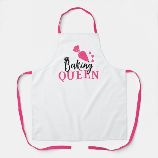 Baking Queen Pastry Chef Cute Pink Pipet Bag Schort (Voorkant)