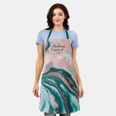 Baking Queen Roos Goud Glitter Roze Blauwgroen Mar Schort (Gedragen)