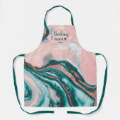 Baking Queen Roos Goud Glitter Roze Blauwgroen Mar Schort (Voorkant)