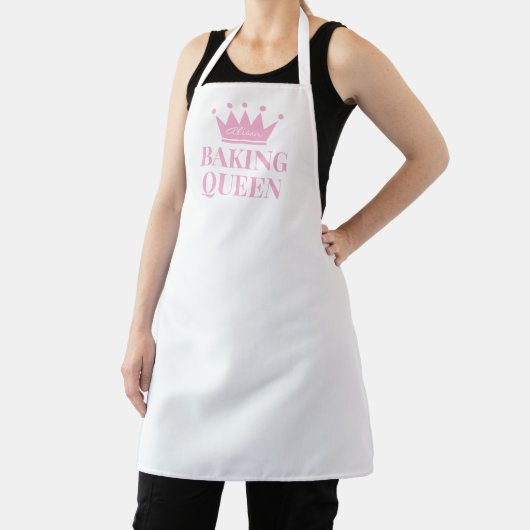Baking Queen schort met roze prinses kroon logo (Insitu)