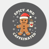 Baking Scy And Caffeinated Gingerbread Coffee Chri Ronde Sticker (Voorkant)