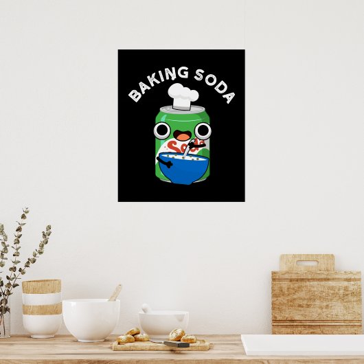 Baking Soda Funny Soda Pop Pun Dark BG Poster (Keuken)