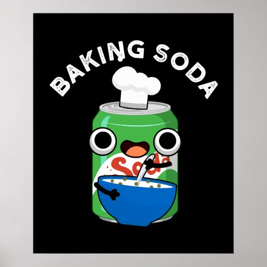 Baking Soda Funny Soda Pop Pun Dark BG Poster (Voorkant)