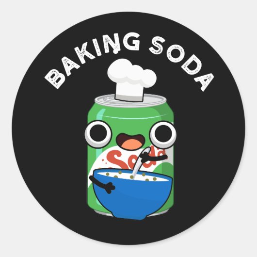 Baking Soda Funny Soda Pop Pun Dark BG Ronde Sticker (Voorkant)