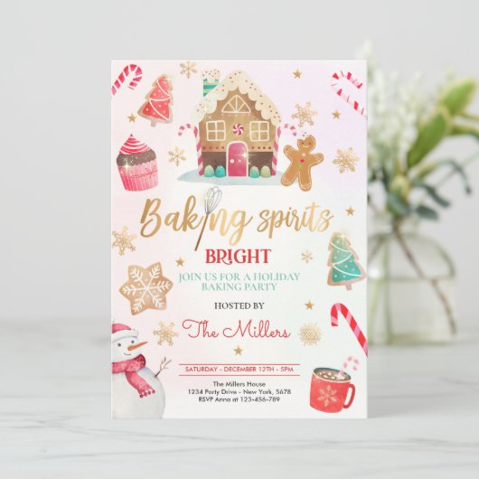Baking Spirit Bright Holiday Party kerstake Kaart (Staand voorkant)