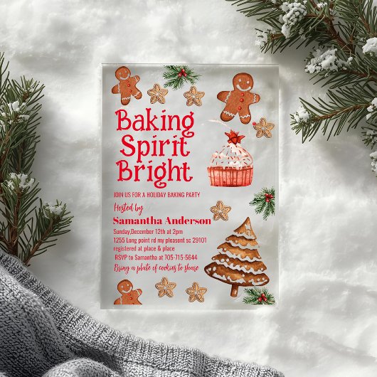 baking spirit bright | kerst-koekjesuitwisseling acryl uitnodigingen