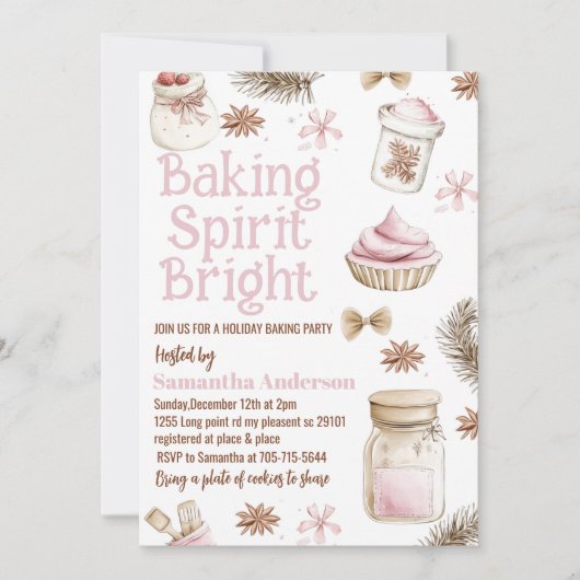 Baking Spirit Bright Pastel Pink Cookie Exchange Kaart (Voorkant)