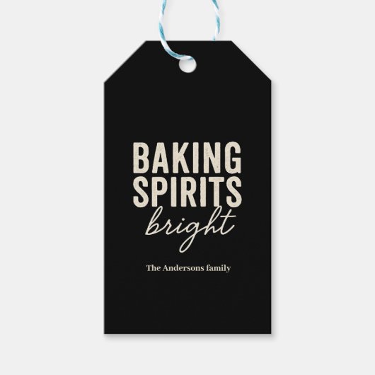 Baking Spirits Bright Black Christmas Cadeaulabel (Voorkant)