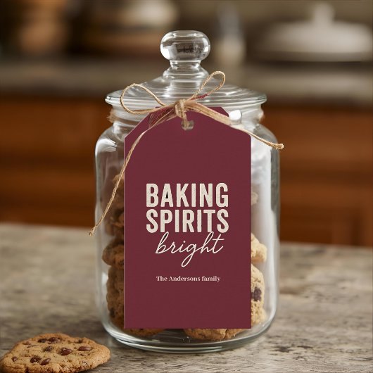 Baking Spirits Bright Bourgogne Kerstmis Cadeaulabel