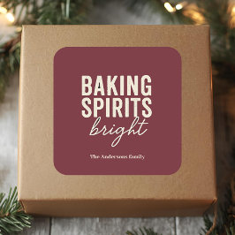 Baking Spirits Bright Bourgondie Kerststicker Vierkante Sticker