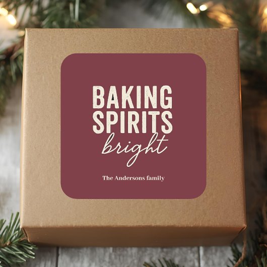 Baking Spirits Bright Bourgondie Kerststicker Vierkante Sticker