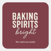 Baking Spirits Bright Bourgondie Kerststicker Vierkante Sticker (Voorkant)