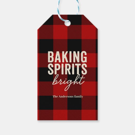 Baking Spirits Bright Buffalo Plaid Christmas Cadeaulabel (Voorkant)