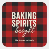 Baking Spirits Bright Buffalo Plaid Christmas Vierkante Sticker (Voorkant)