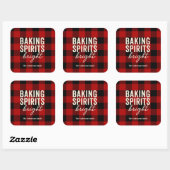 Baking Spirits Bright Buffalo Plaid Christmas Vierkante Sticker (Vel)