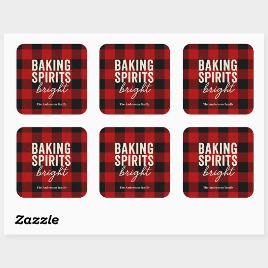 Baking Spirits Bright Buffalo Plaid Christmas Vierkante Sticker (Vel)