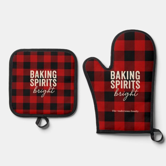 Baking Spirits Bright Buffalo Plaid Ovenwant & Pannenlap Set (Voorkant)