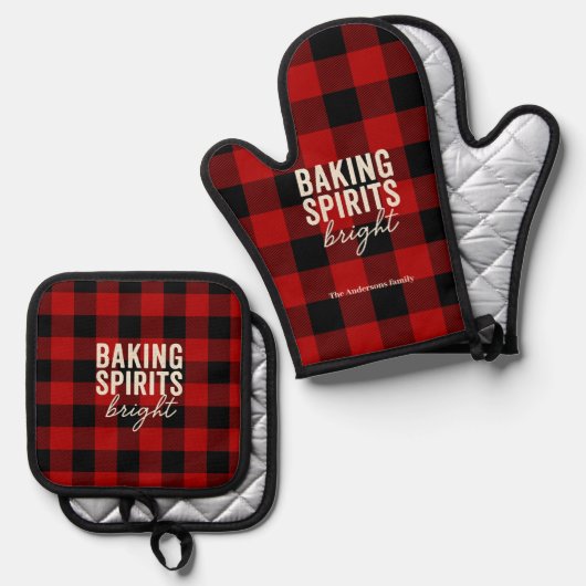 Baking Spirits Bright Buffalo Plaid Ovenwant & Pannenlap Set (Voorkant / Achterkant)